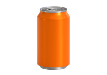 Orange aluminum drink can, transparent background
