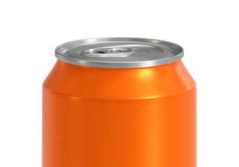 Orange aluminum drink can, transparent background