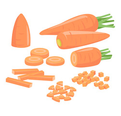 ニンジンのシンプルなベクター画像。調理用にカットされた人参。