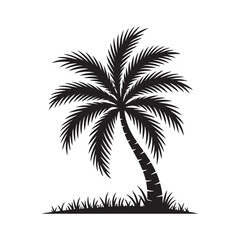 Fototapeta premium Palm Tree Silhouette with Grass on White Background