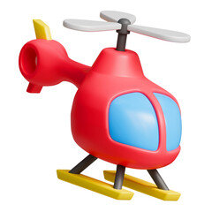 3D Helicopter in cartoon style, transparent background