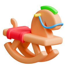 3D Horse toy in cartoon style, transparent background