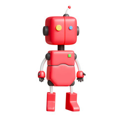 3D Robot in cartoon style, transparent background