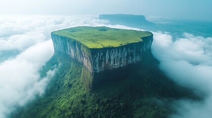 Majestic Mount Roraima veiled in ethereal clouds a symbol of adventure and South American wonder