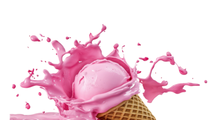 Refreshing Pink Ice Cream Cone, ice cream day, 20 July