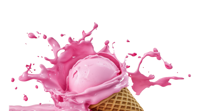 Refreshing Pink Ice Cream Cone, ice cream day, 20 July