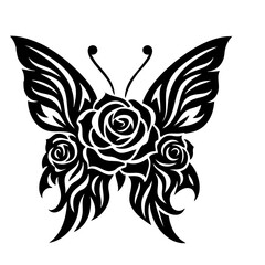Rose and Butterfly Vector SVG Clipart illustration
