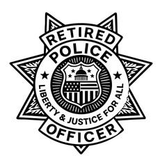 Retired Police Badge Vector SVG Clipart illustration