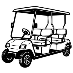 4 Seat Golf Cart Vector SVG Clipart illustration