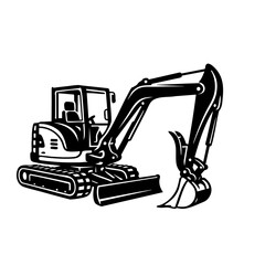 Mini Excavator Vector SVG Clipart illustration