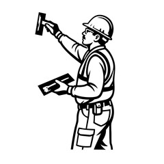 Construction Worker Drywall Finisher Vector SVG Clipart illustration