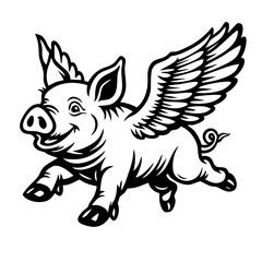 Pig with Wings Vector SVG Clipart illustration