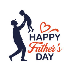 Happy Father's Day with dad and child are closely entwined vector template design