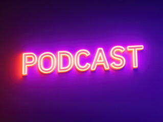 glowing purple PODCAST text