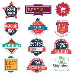 Obraz premium Complete Sale Badge Set – Vector Labels for Promotions, Discounts, Offers (EPS)