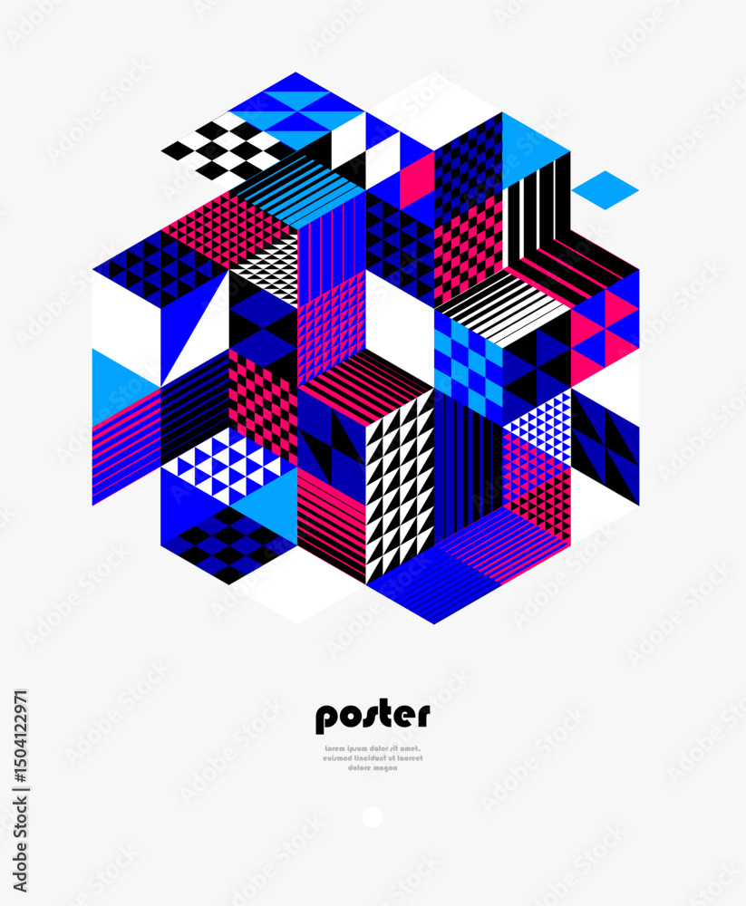 Canvas Prints 3d isometric cubic design vector geometric abstract background, modern city abstraction theme, const