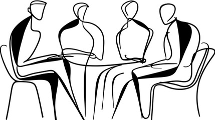 A group of people sitting around a table