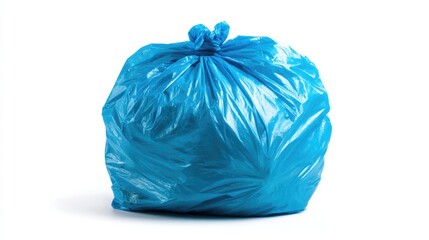 Fototapeta premium Blue garbage bag isolated on a white background