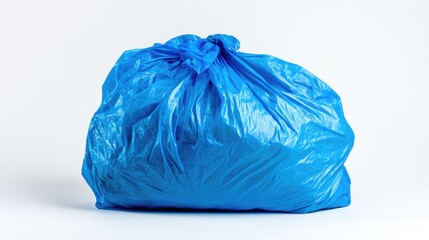 Fototapeta premium Blue garbage bag isolated on a white background