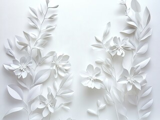Elegant white paper flowers and leaves arrangement.