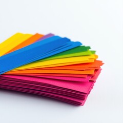 Fototapeta premium Colorful Paper Strips in a Fanned Arrangement for Creative Projects