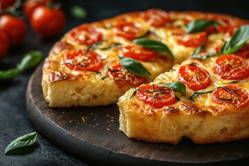 Sardinian carasau bread, showcasing its crispy texture, placed elegantly on a dark rustic cutting board