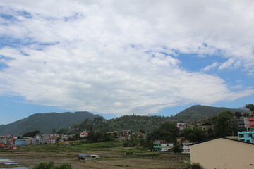 village in the valley and sky.