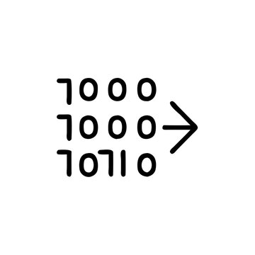 Binary code flow representation with arrows indicating direction  