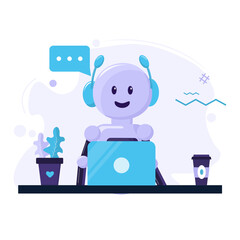 friendly robot. flat illustration of robot