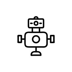 Fototapeta premium Simple line art robot with camera as its head and arms 