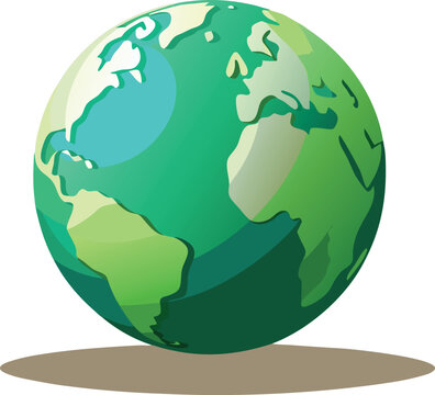recommend clip art: Stylized green earth globe illustration with continent outlines