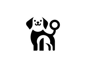 Black and white dog icon for branding
