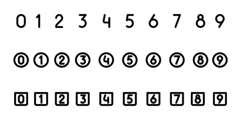 icon set of number's in outline for business or accounting