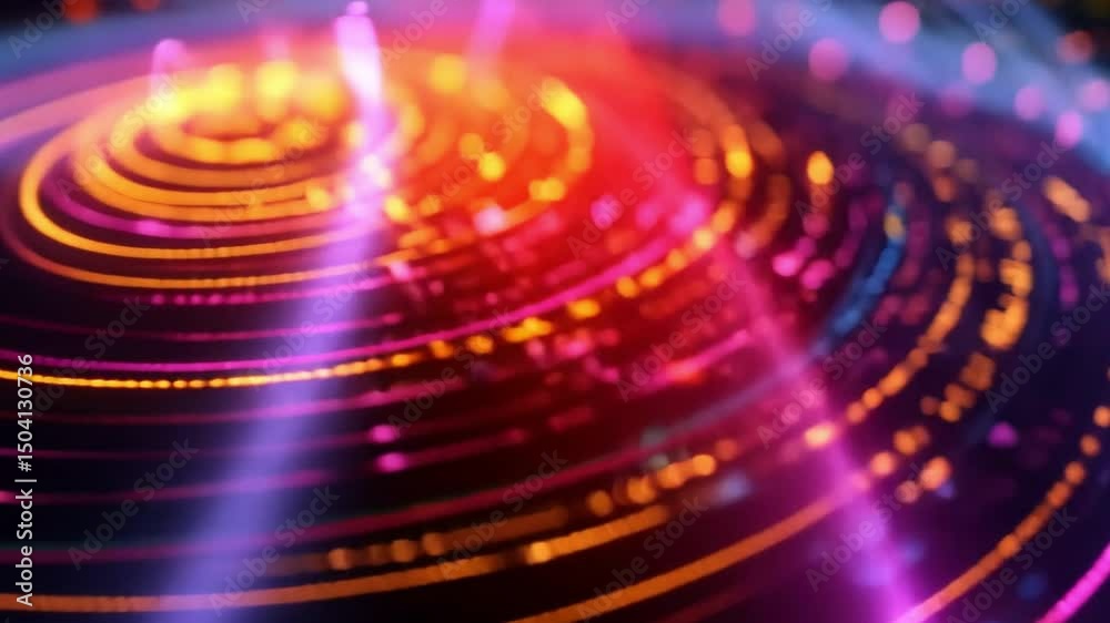 Poster vibrant digital energy abstract circular patterns of colorful light in motion create mesmerizing des