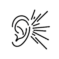 doodle music icon vector illustration, loudspeaker, speaker icon isolated on white background. 