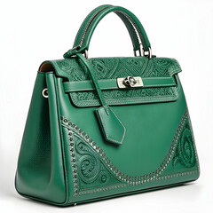 beautiful elegance and luxury fashion green handbag