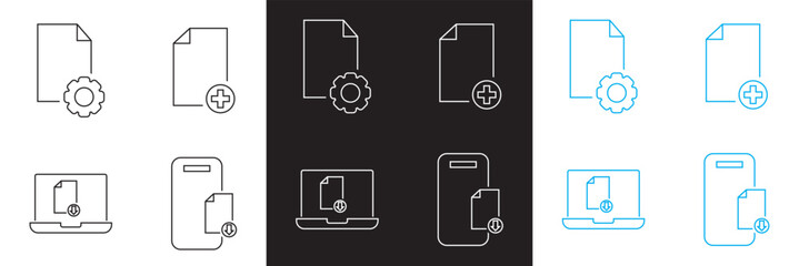 Document related  icons.  Vector for websites, mobile interfaces, presentations, banner, visual branding etc. Vector illustration. isolated on white and black background. EPS 10