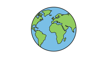 Obraz premium Cartoon Illustration of Earth Globe Continents, Oceans, and World Map