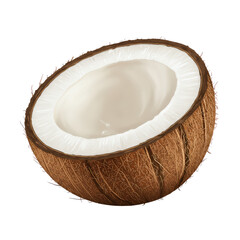 Half of a fresh coconut with coconut milk