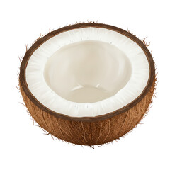 Half of a coconut isolated on black background