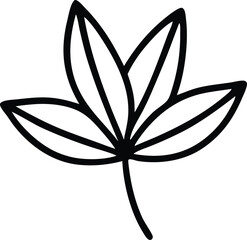 Bold black outline drawing of a simple five leaf plant