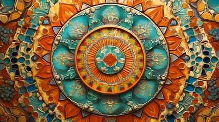 Fototapeta premium Ceramic tile surface with colorful, intricate patterns