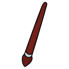 Hand drawn cartoon paintbrush on white background.