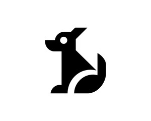 Cute dog icon logo in flat vector