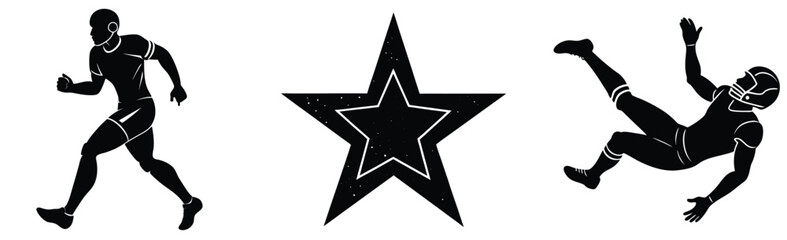 Silhouette athletes running star and white vector graphic illustration for sports team spirit and competition