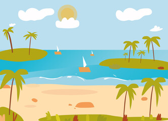 summer landscape with palm trees