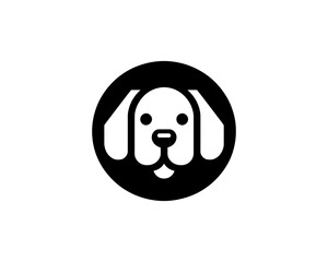 Circle Playful dog icon logo in vector layout
