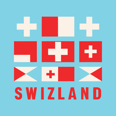 Abstract swiss flag design featuring red and white geometric shapes