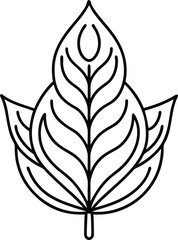 Abstract black and white line art leaf design illustration