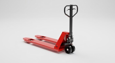 Obraz premium Red Pallet Jack Equipment Isolated on White Background